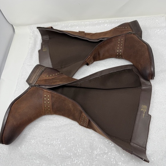 Reba Women’s Brown Studded Knee High Riding Boots Size 9 - Picture 8 of 16